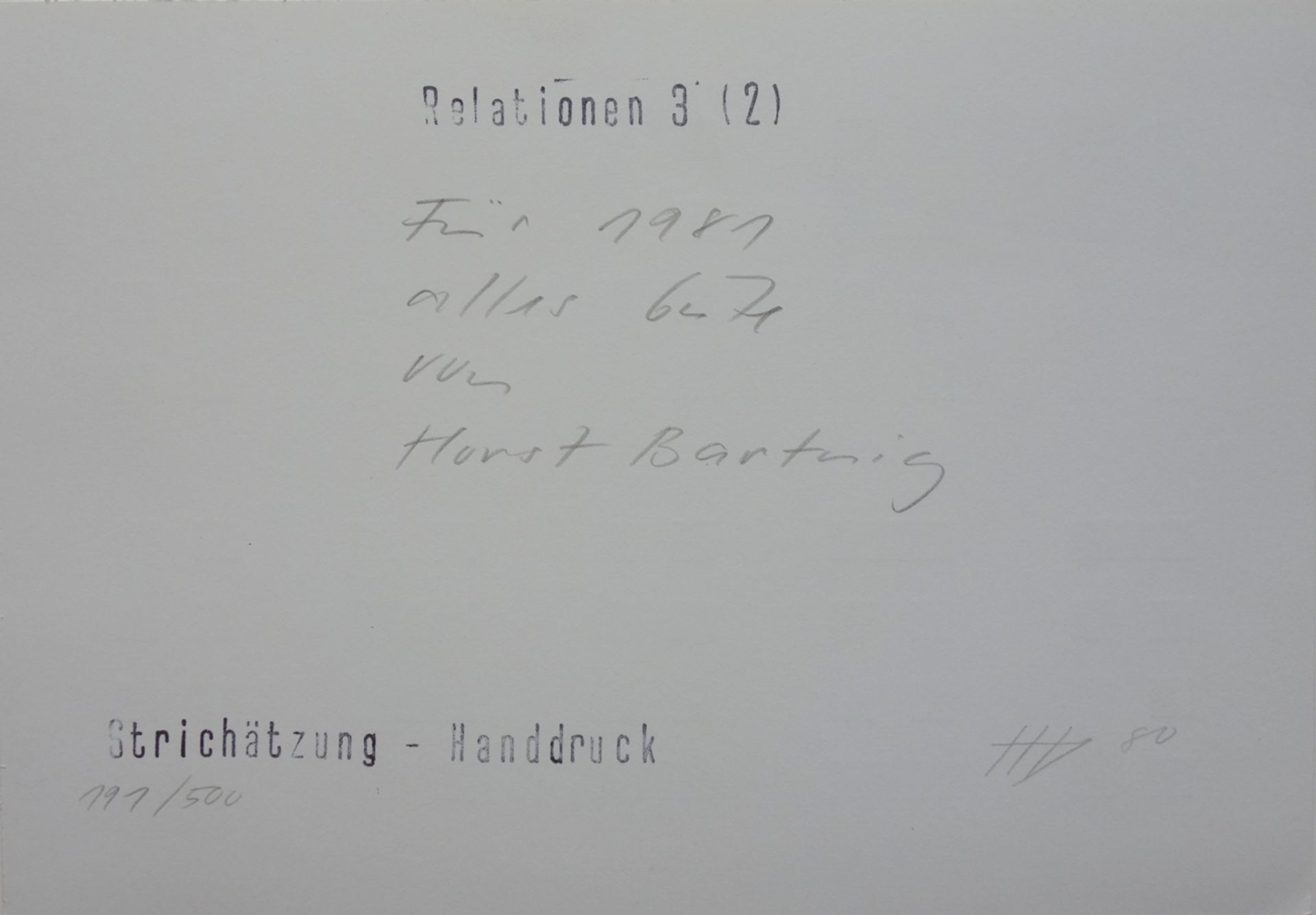 Horst Bartnig (*1936, Militsch), "Relationen 3 (2)", 1980, line etching - Image 2 of 2