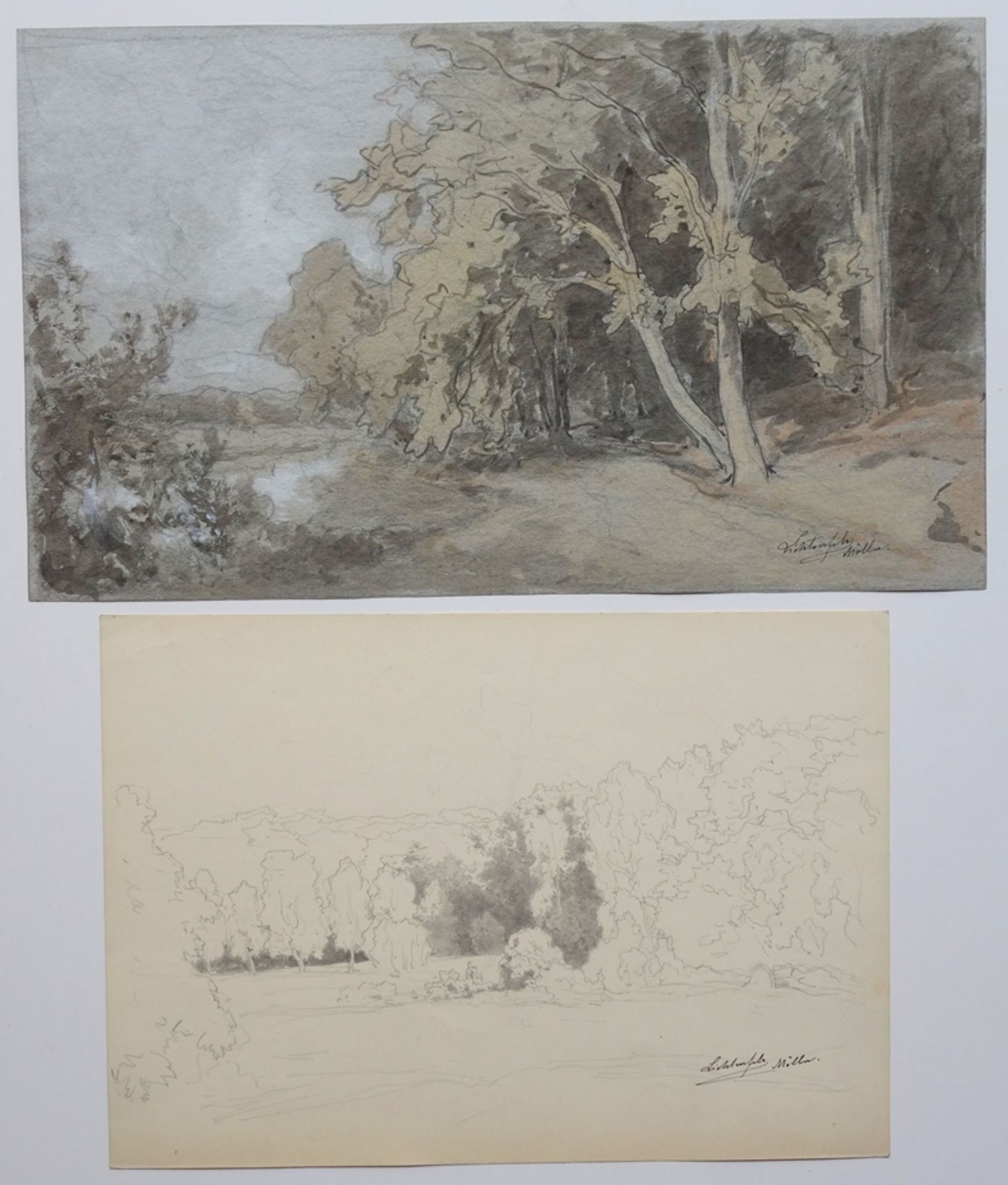 Eduard Peithner von Lichtenfels (1833, Vienna - 1913, Berlin), 4 landscape studies "Mölln", ink/gra