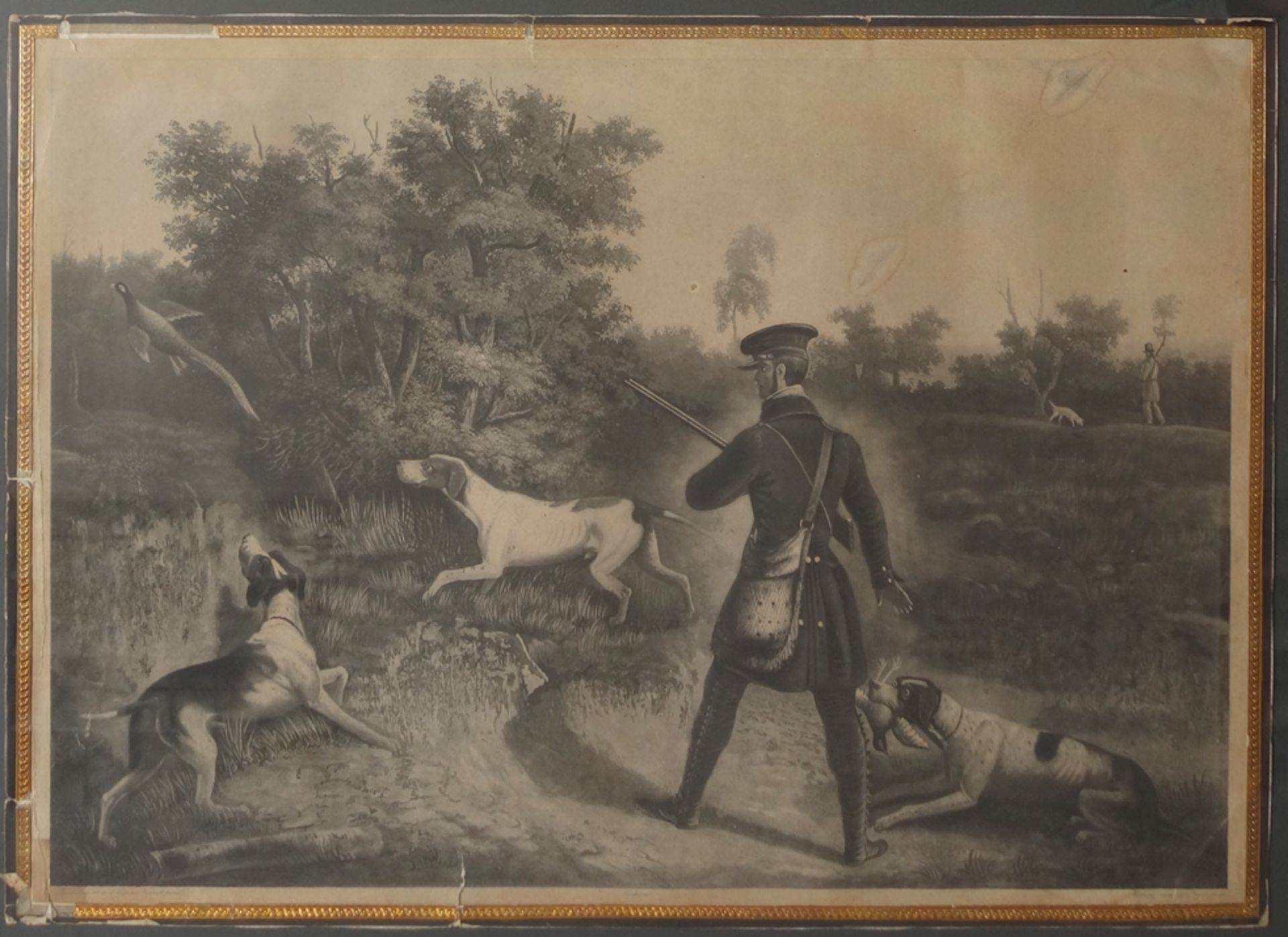 Moreau, pair of "Hunting Scenes" after Philippe Ledieu, lithographs, 1st half 19th cent. - Image 2 of 2