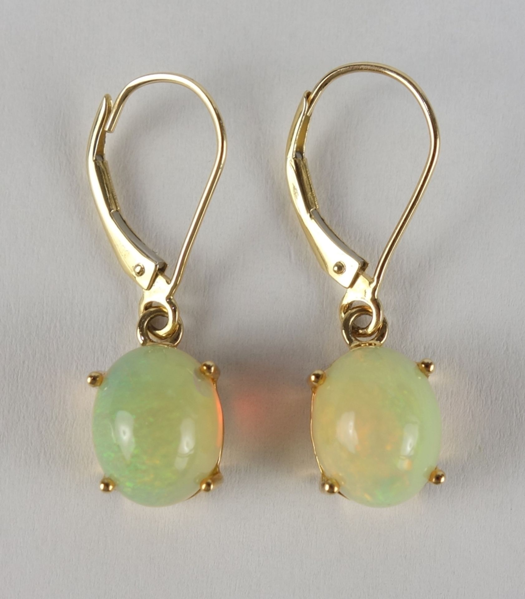 Opal-Anhänger an Kette und Paar Opal-Ohrringe, 585er Gold, Gew.7,01g - Bild 4 aus 5