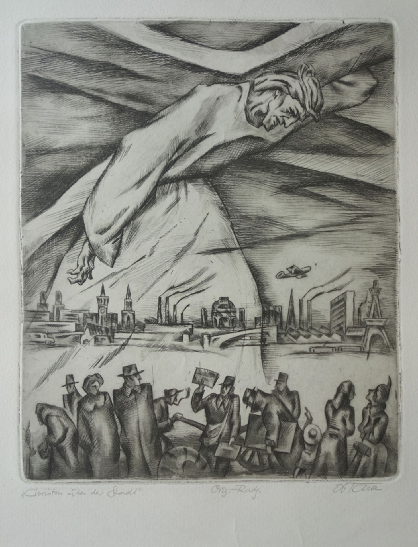 Eberhard Tacke (1903-1989), "Christ above the city", 1956, etching
