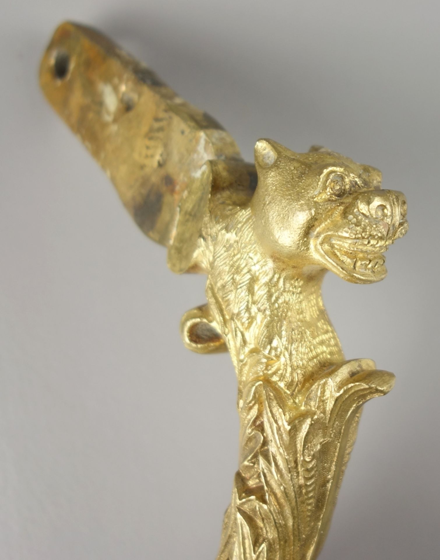 Doorknocker handle, probably 18th century, gilt bronze - Image 3 of 3