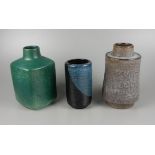 3 Vasen, Karlsruher Majolika, Form-Nr. 6621, 6931 und 7334