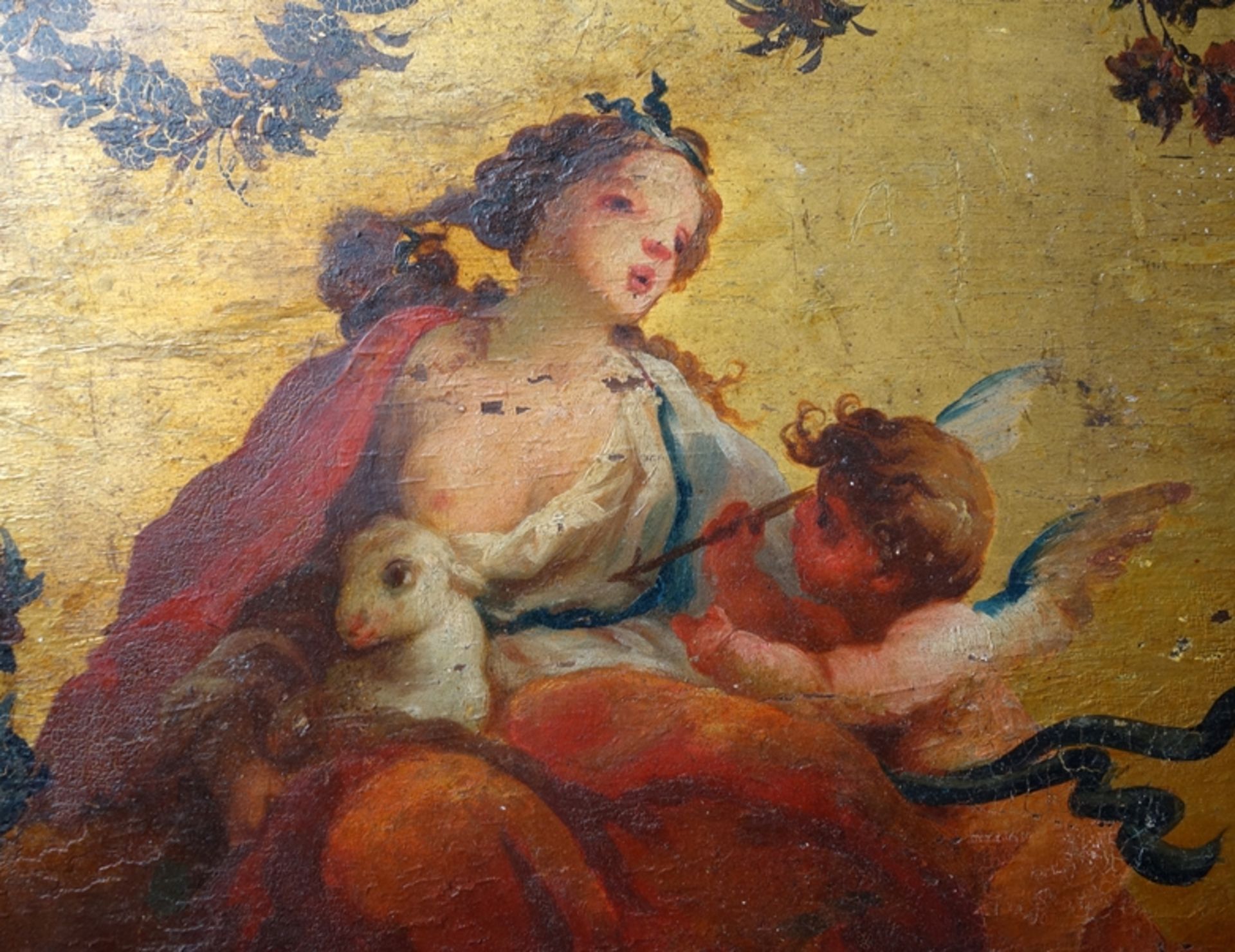 2 panels with rococo motifs, 18th century, oil/wood - Image 4 of 5