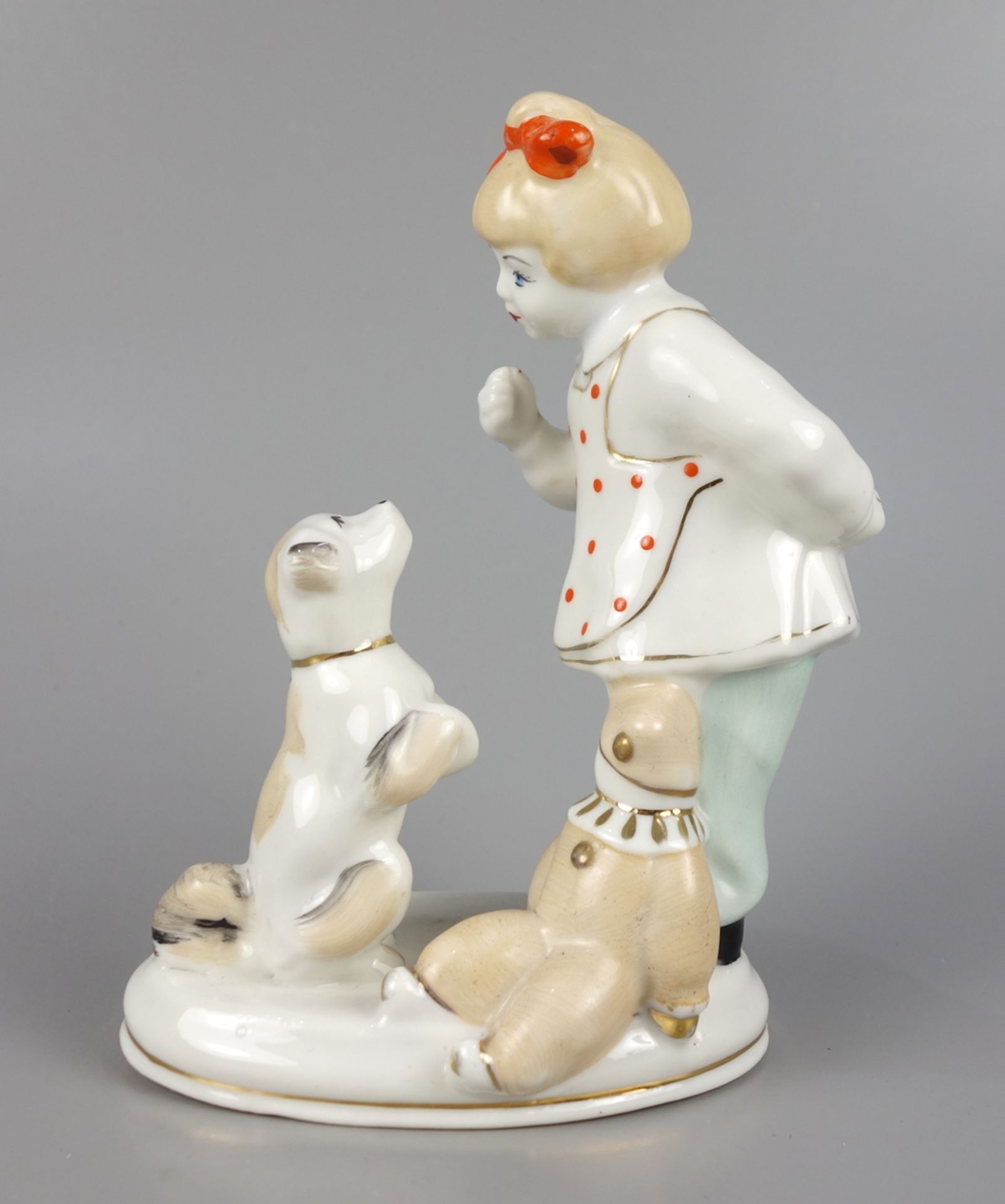 Porcelain figure "Educating a dog", Lomonosov, 2nd half 20th c.