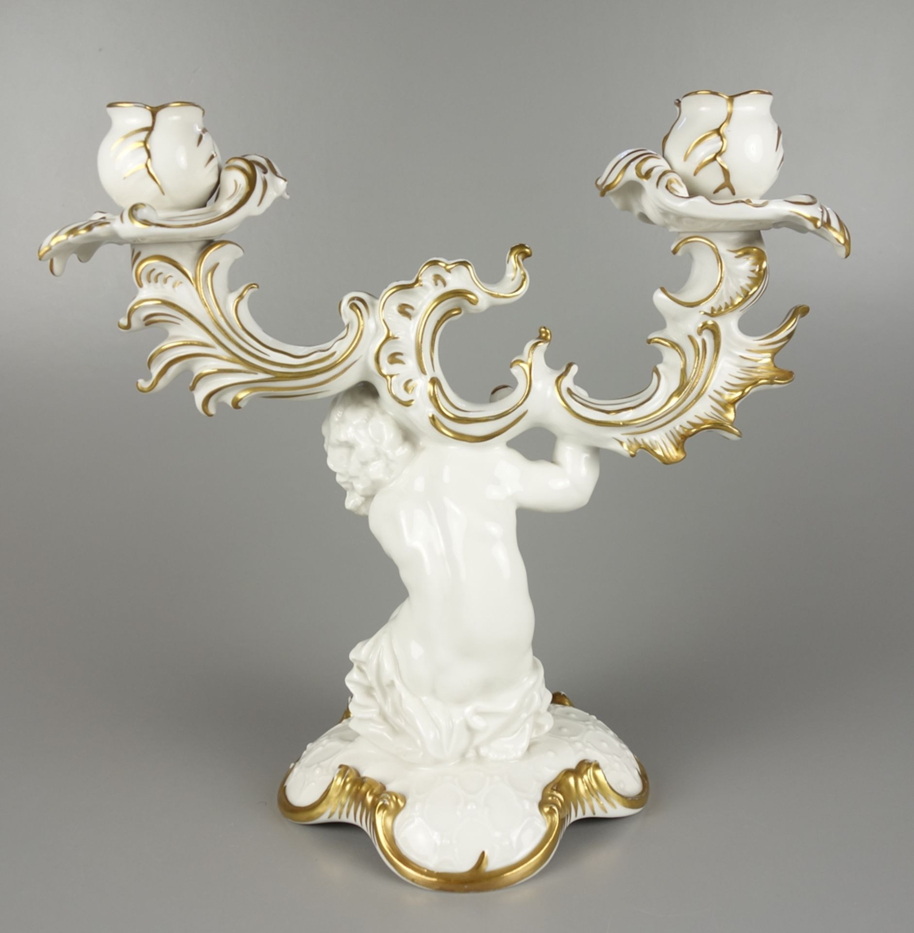 Pair of large figural candlesticks, Karl Tutter for Hutschenreuther, 1930s - Image 4 of 7