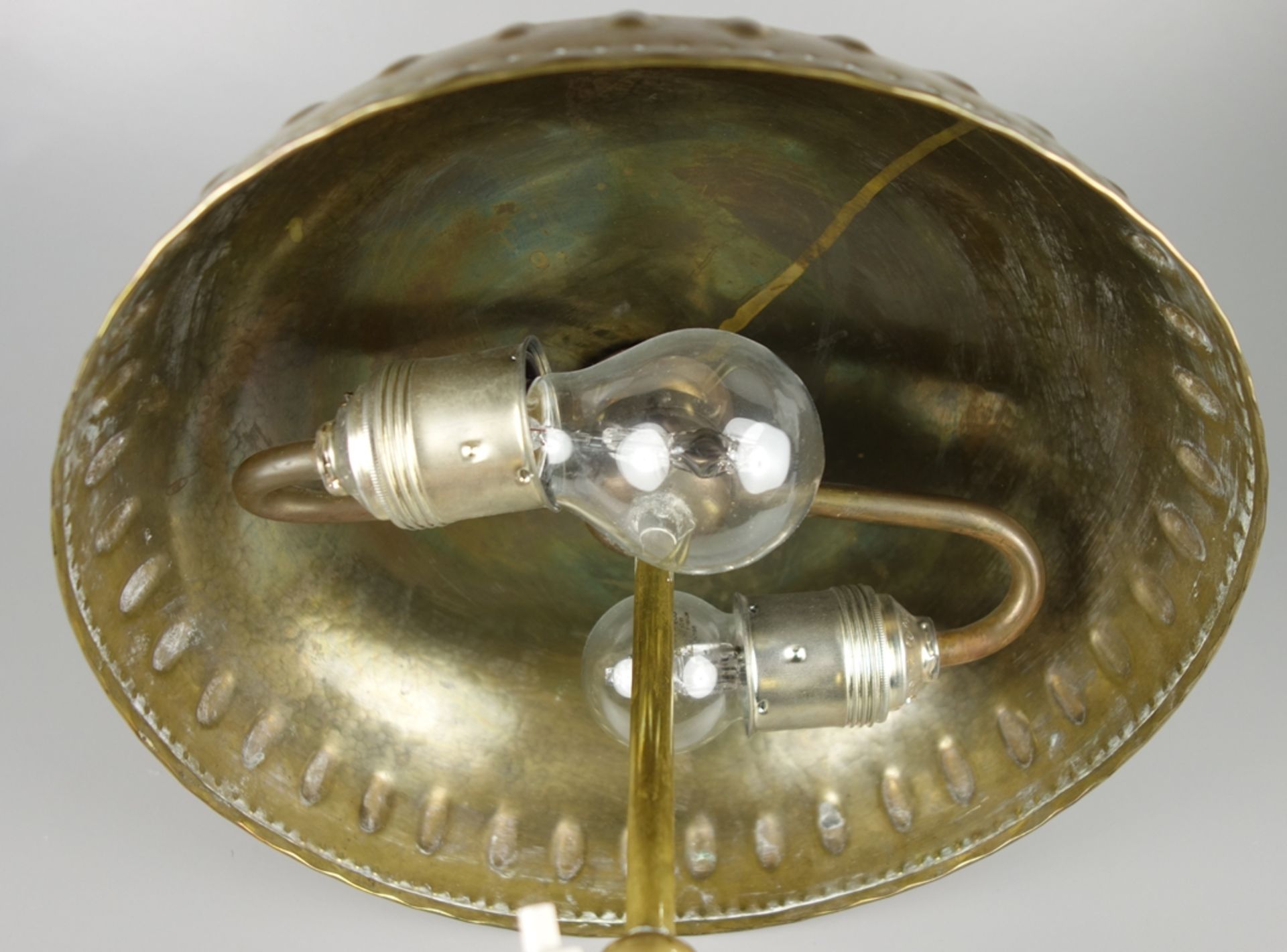 Messinglampe mit Messingschirm, um 1910 - Bild 2 aus 2