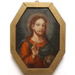 anonymer Künstler, "Christus als Salvator mundi", wohl Italien, 16./17. Jh., Öl/Holz