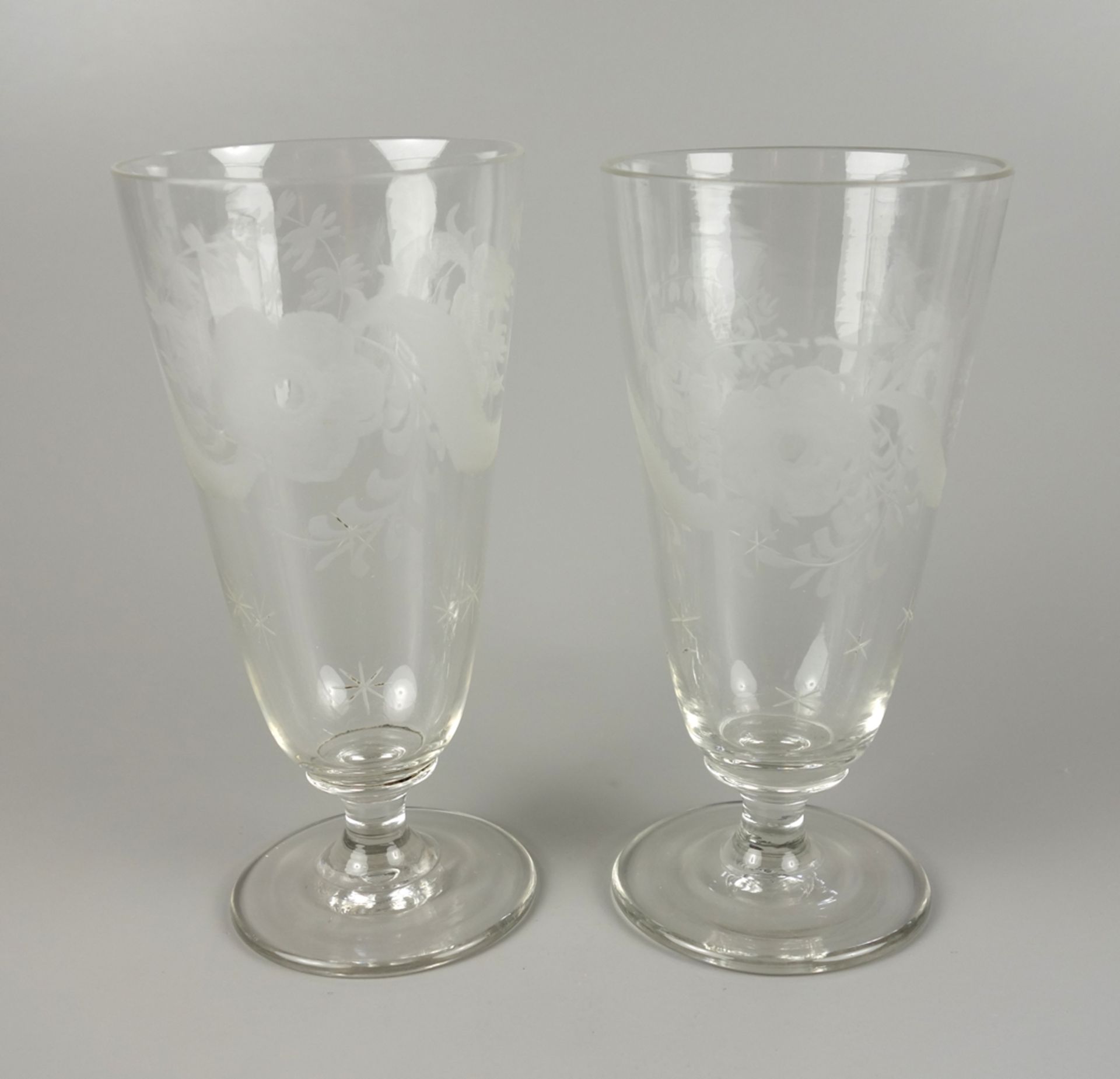 Pair of glasses with floral engraving, c.1860 - Image 2 of 2