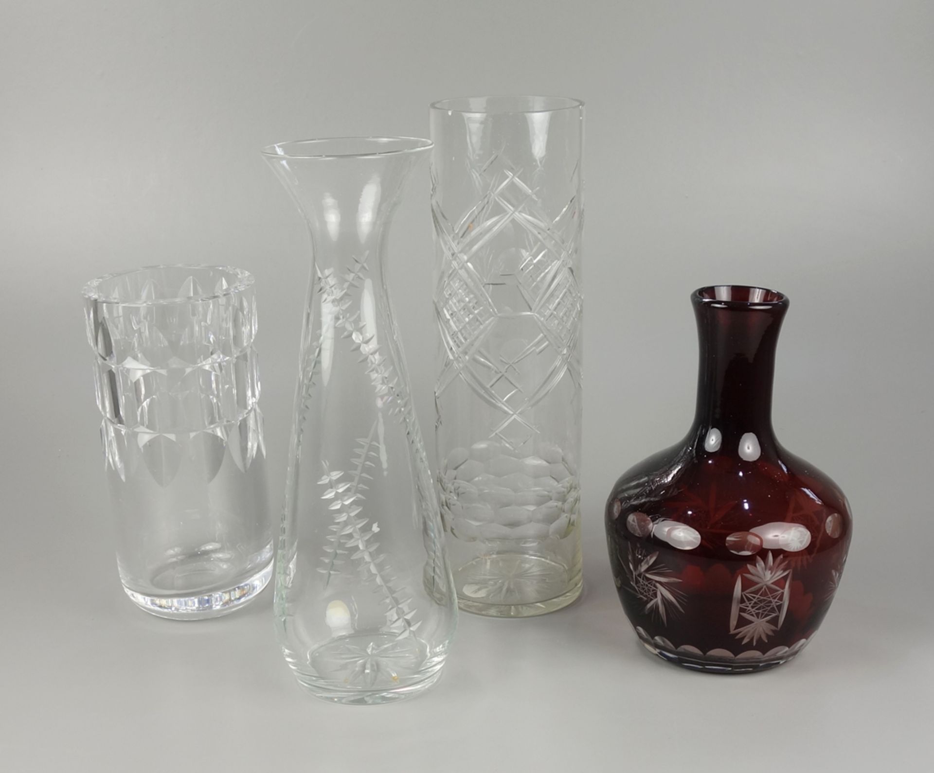 4 crystal vases, mid 20th cent.