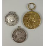 3 Medaillen / Plaketten, Preussen und Sachsen, Kaiserreich