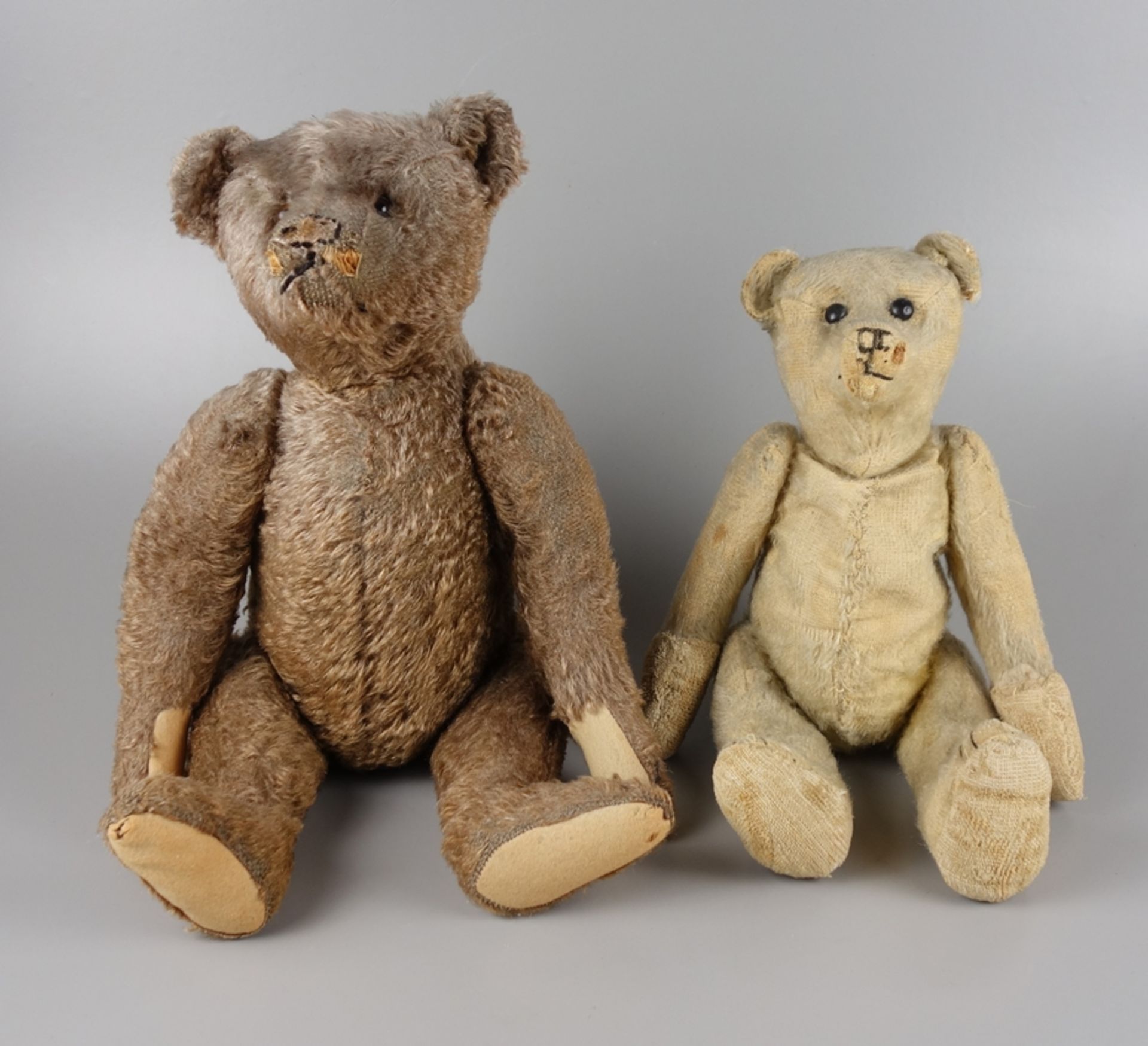 2 Teddybären, davon 1* Steiff, frühes - 1. Hälfte 20. Jh.