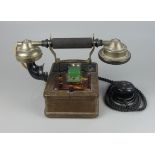 Gabeltelefon, Holzkorpus, um 1880