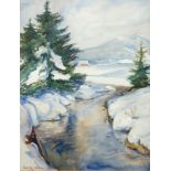 Marianne Hallbauer-Lichtwald (1903, Posen-1991, Trondheim/NOR), "Die Bode bei Schierke im Winter",