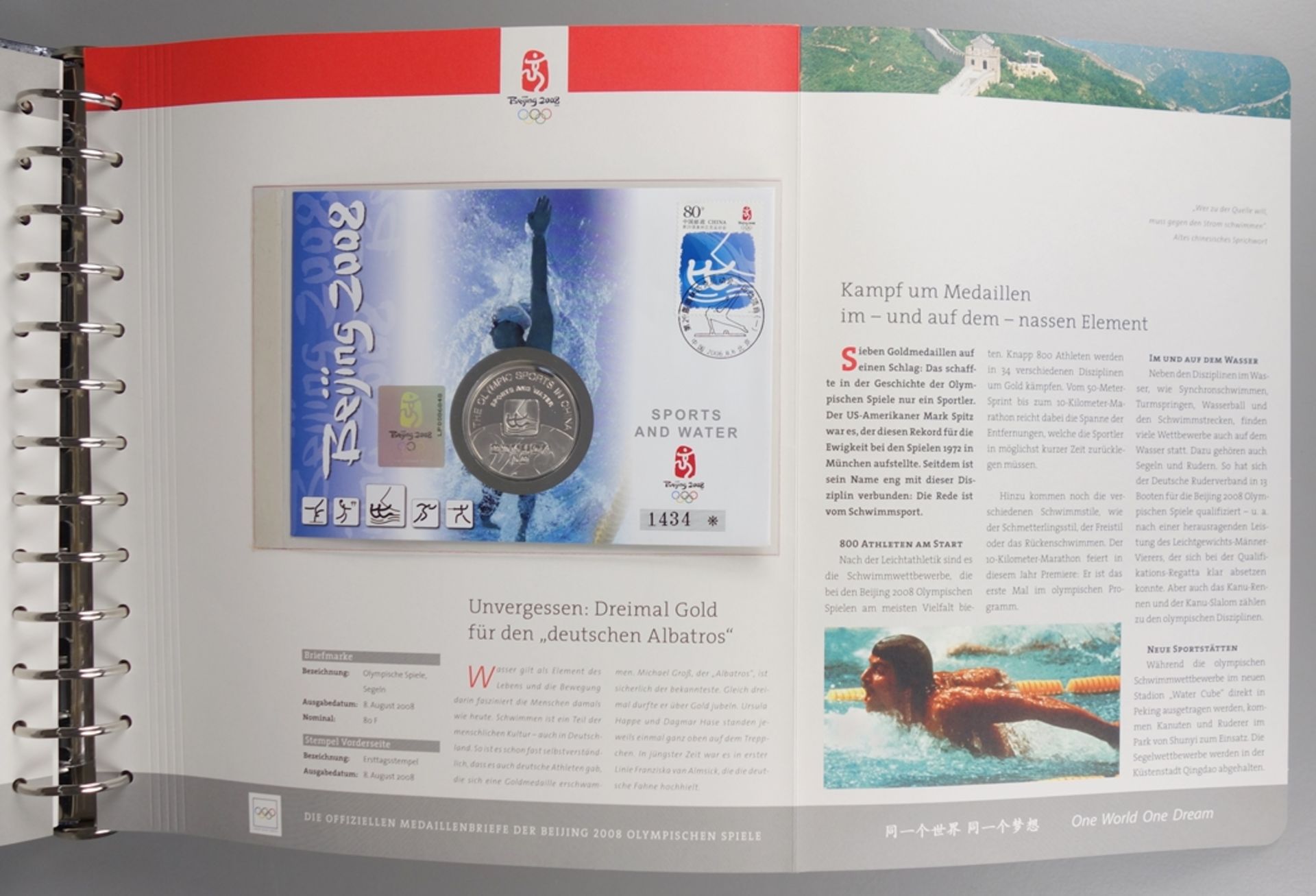 2 albums, medals and medal covers, Beijing 2008 Olympics and album "10 Jahre Dt.Einheit" (10 Years  - Image 7 of 9