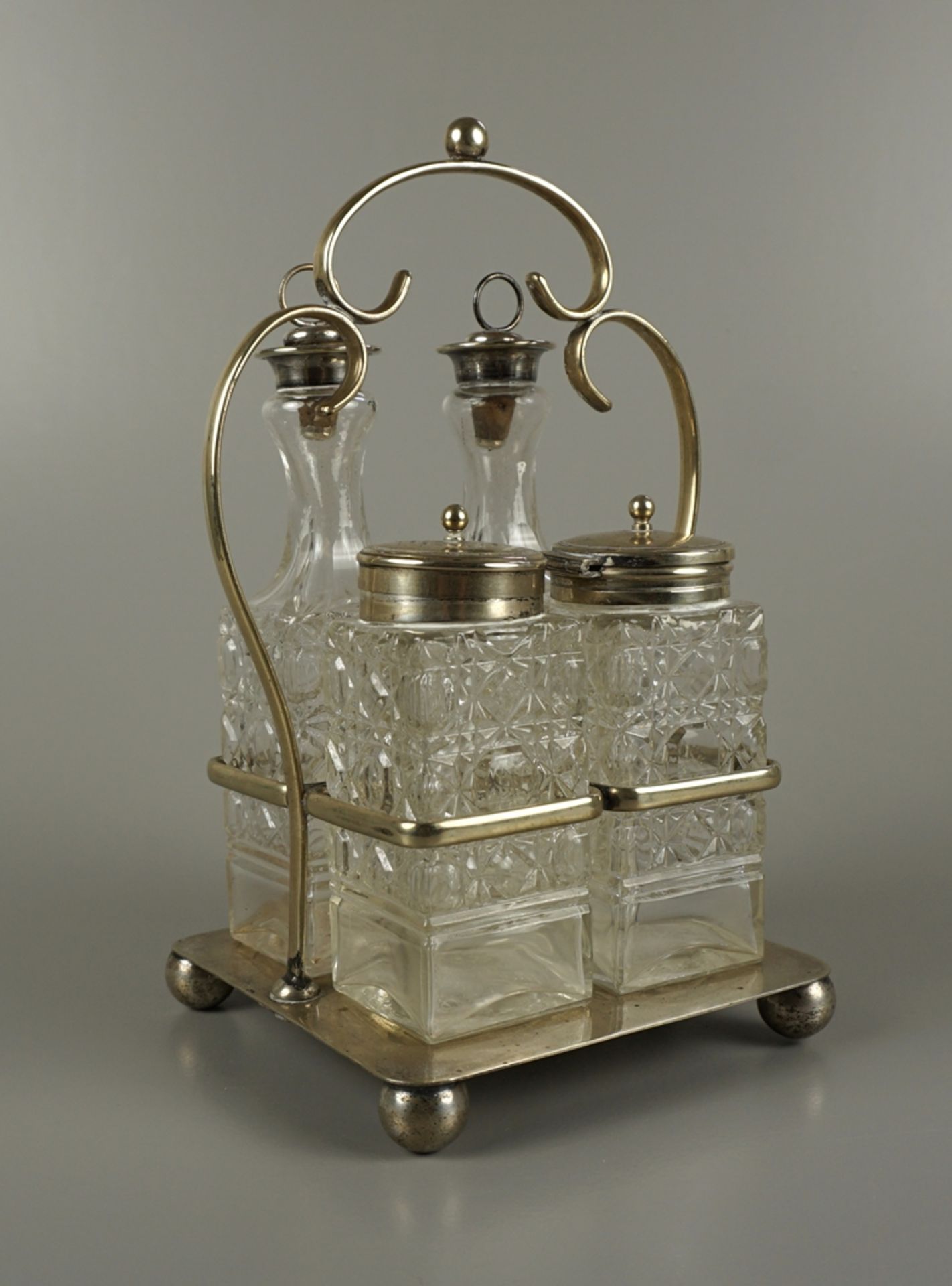 5-piece spice cruet, Sheffield, nickel silver, 1st half 20th century