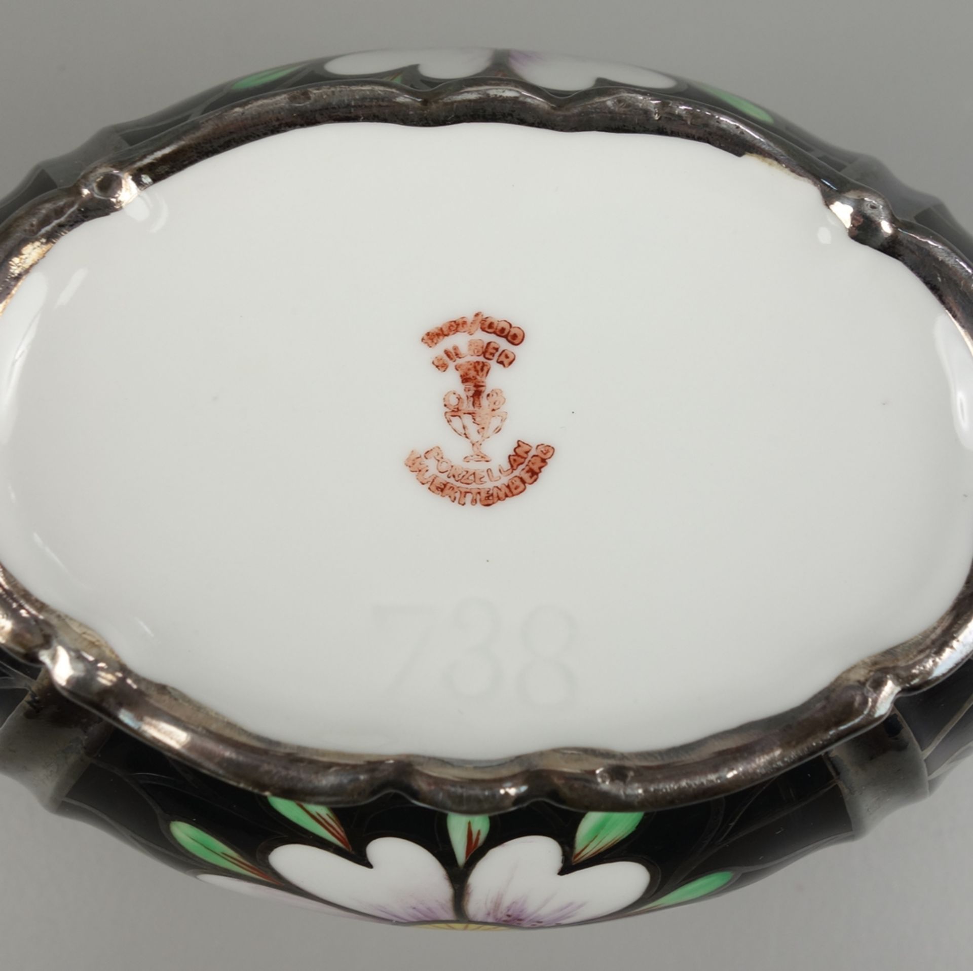 Porcelain box with silver overlay, Württemberg porcelain, 1920/1930s - Image 4 of 4