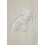 Arthur Fohr (1893, Mannheim - 1982, Berlin): "Sitzender weiblicher Torso", Kohle/Kreide/Papier