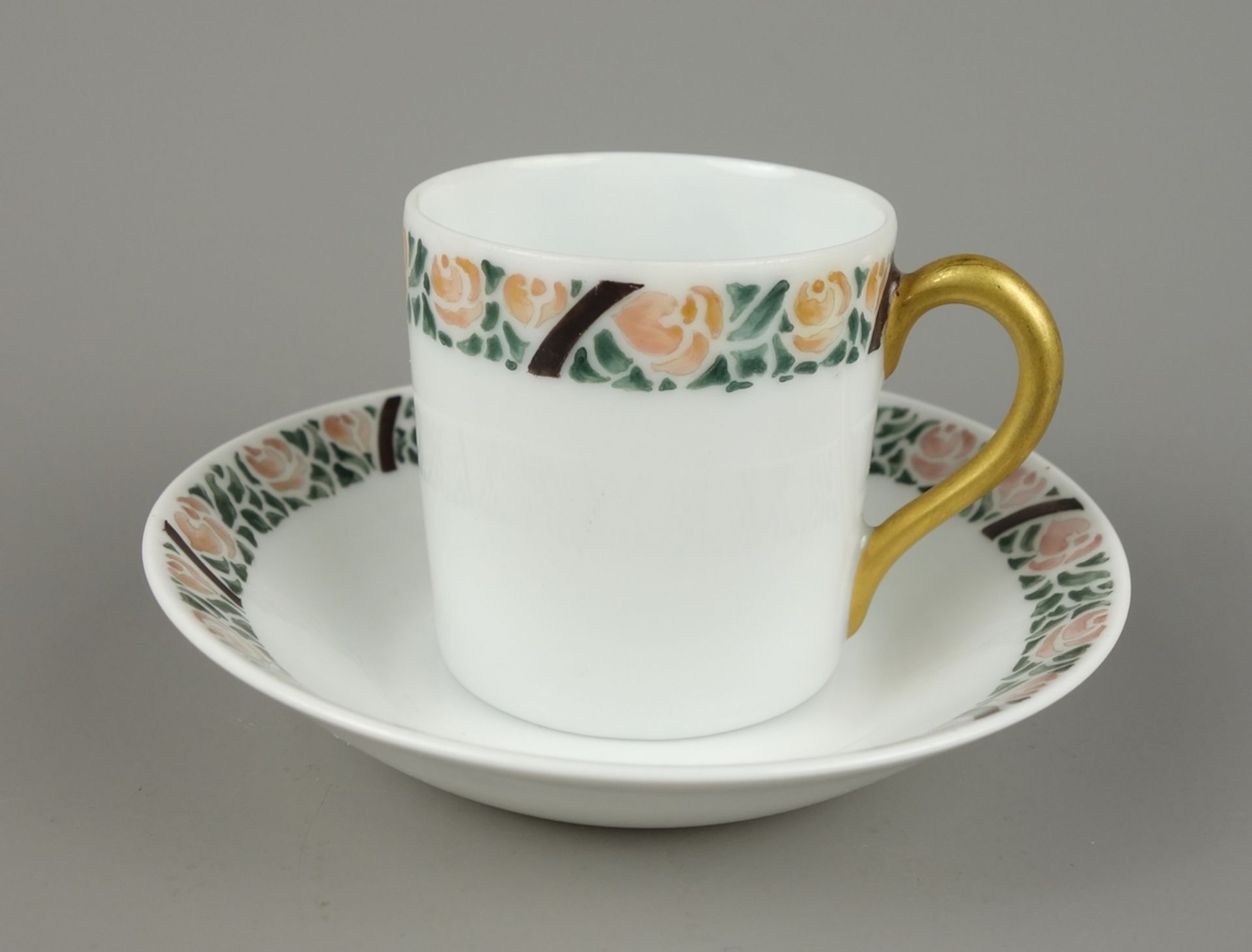 Demitasse with rose border, Nymphenburg, Art Nouveau c. 1900