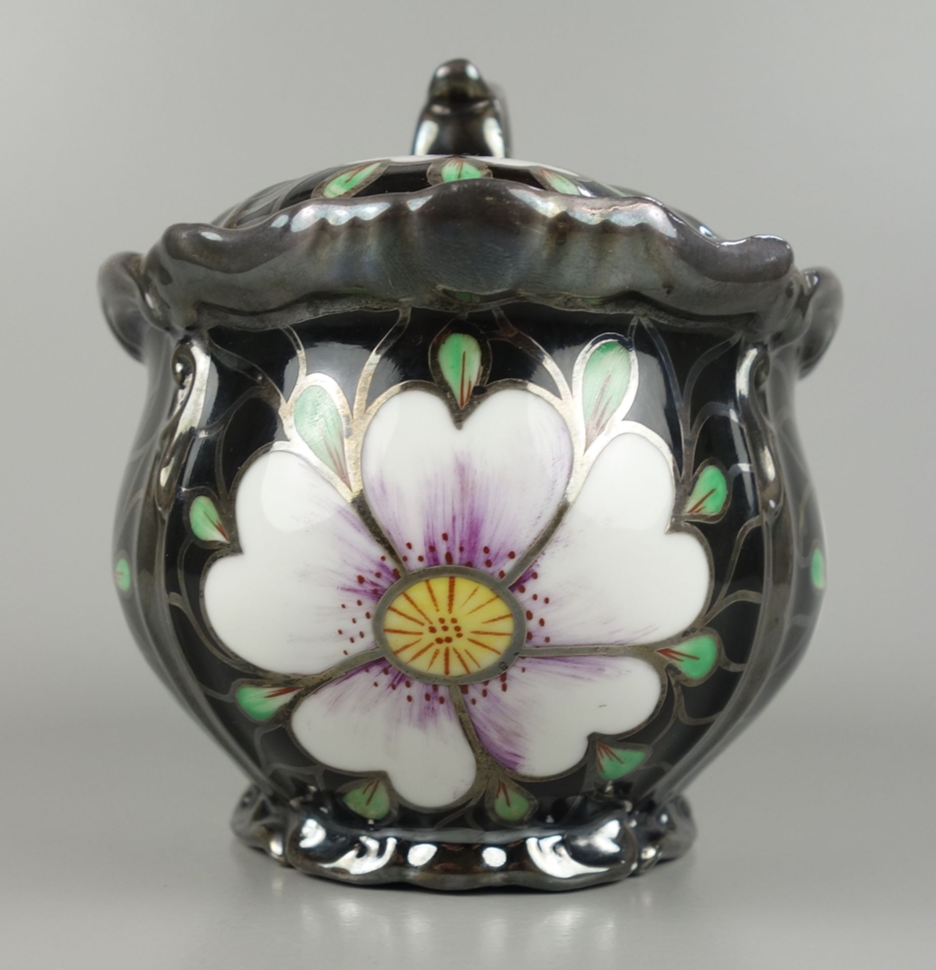 Porcelain box with silver overlay, Württemberg porcelain, 1920/1930s - Image 2 of 4