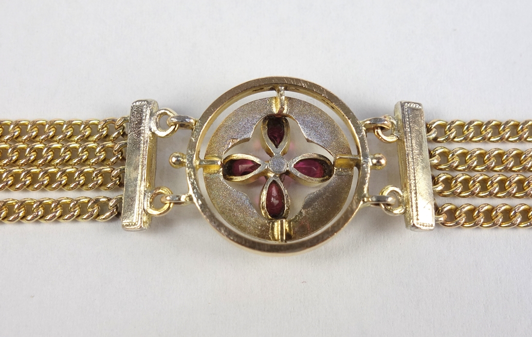 Bracelet with stone set, Art Nouveau c. 1910 - Image 3 of 3