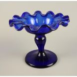 Zuckerschale aus Blauglas, Biedermeier, H.9cm, D.11cm