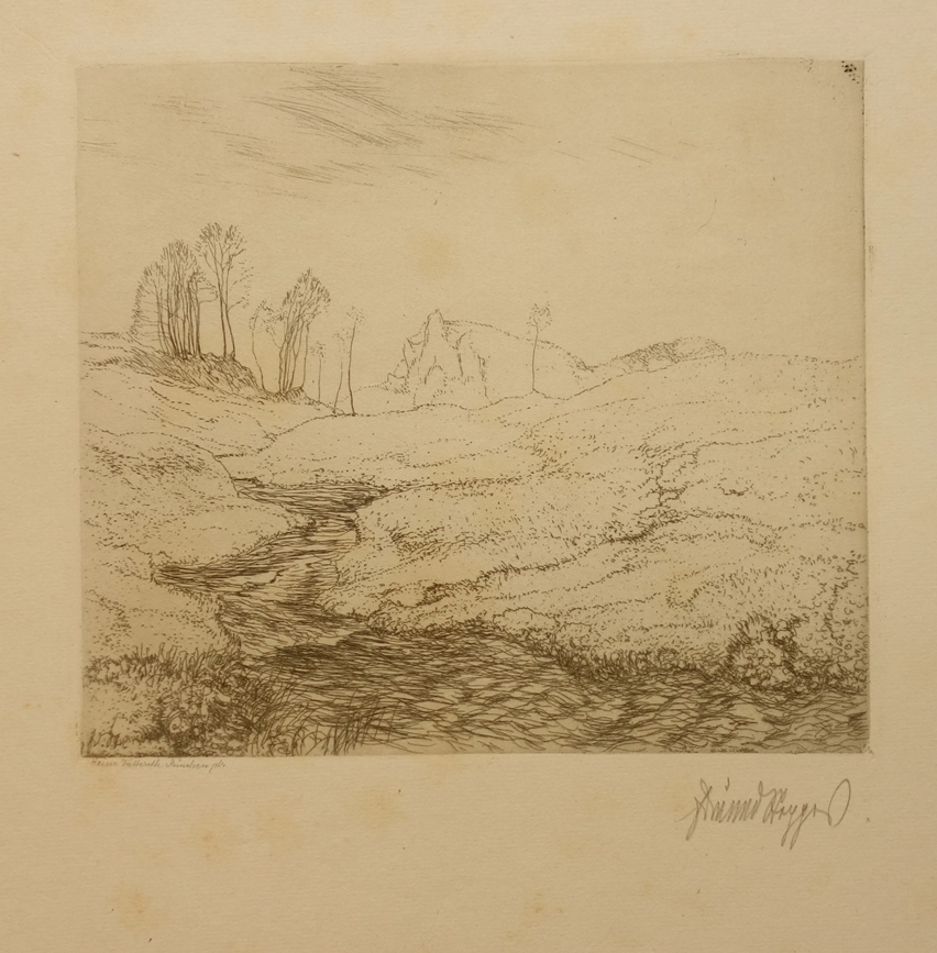 illegibly signed, "5 Landscapes", early 20th century, etchings - Image 2 of 2
