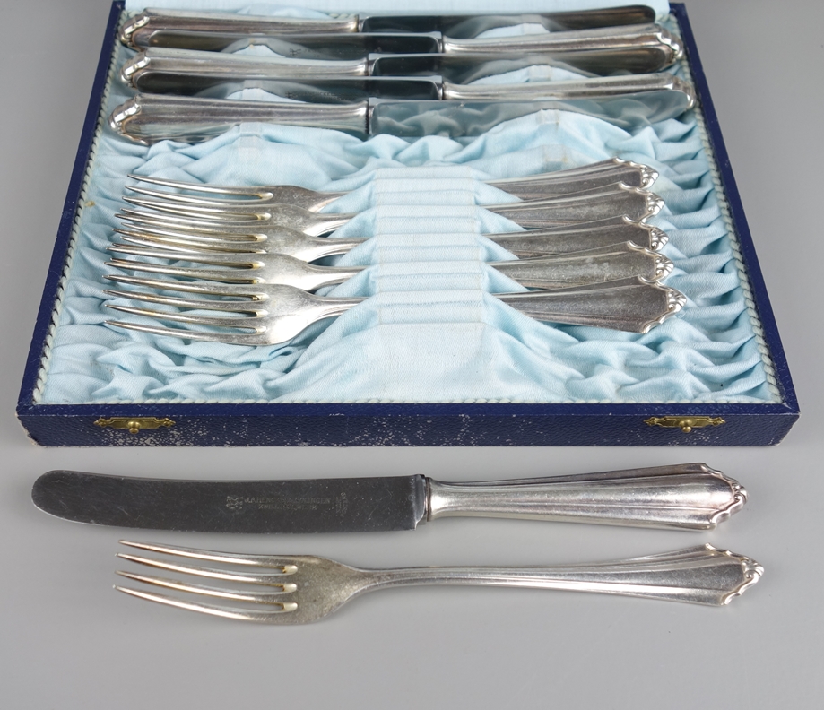 12-pcs. breakfast cutlery, 800 silver, Bremer Silberwarenfabrik /BSF, model Friederike - Image 2 of 3