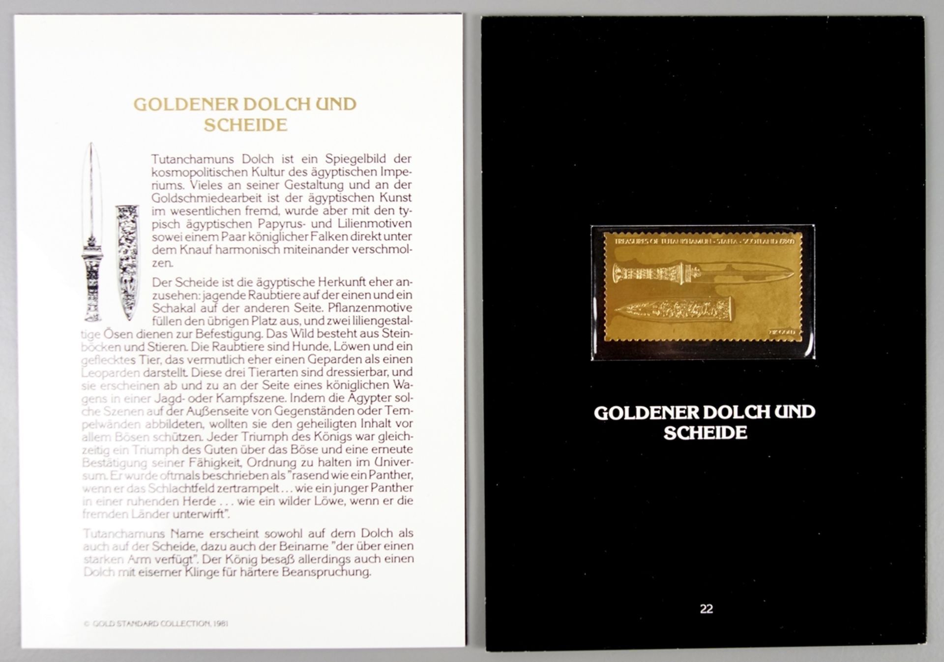Die Tutanchamun Ausstellungs-Ausgabe mit 38 Briefmarken in 23K Gold - Bild 3 aus 3