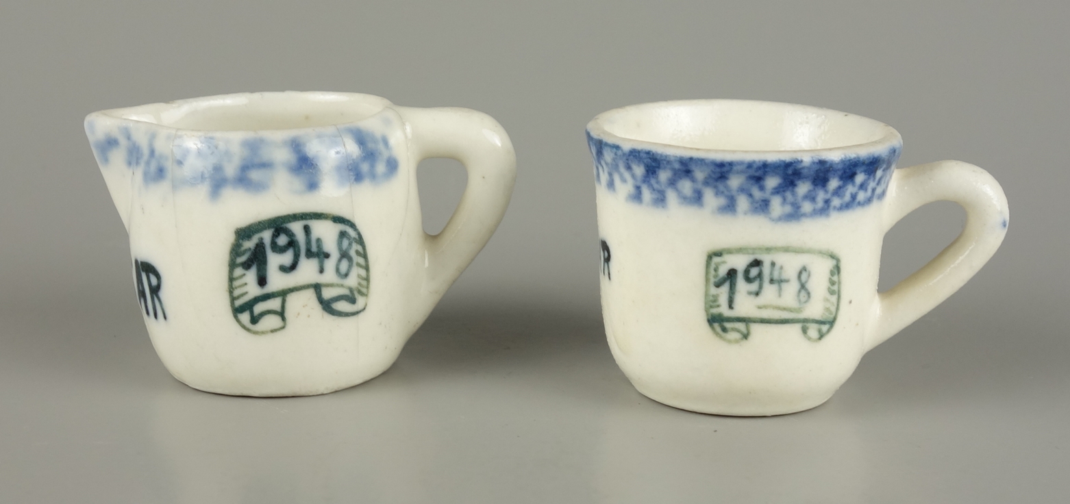 Miniature cup and jug, on the occasion of the 1000 year celebration of Ziesar, Brandenburg, 1948