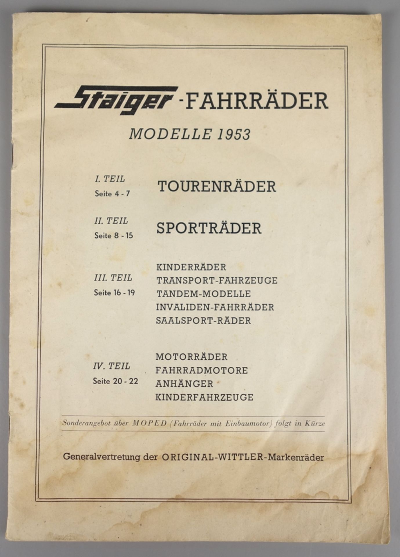Katalog Steiger -Fahrräder, Modelle 1953