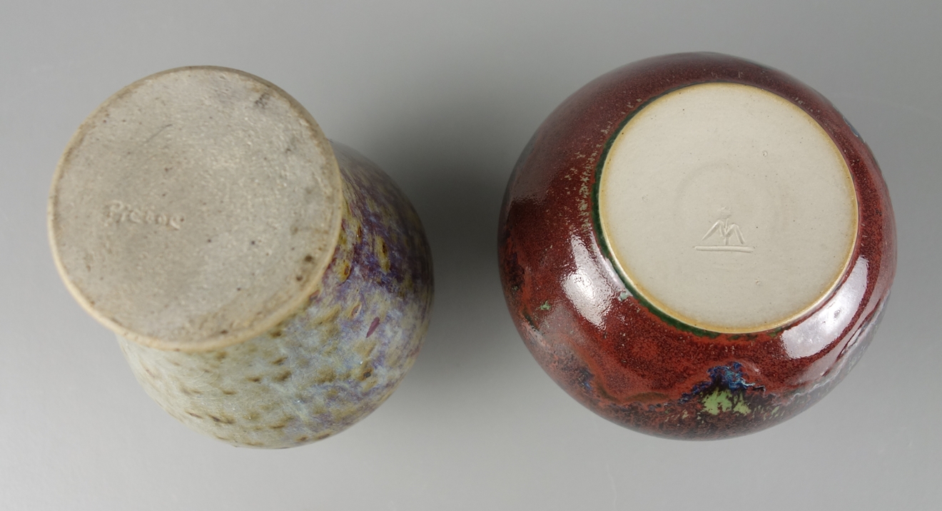 Art pottery: Vase, signed "Pierre" and red-brown, bulbous vase, mid-20th century - Image 2 of 2