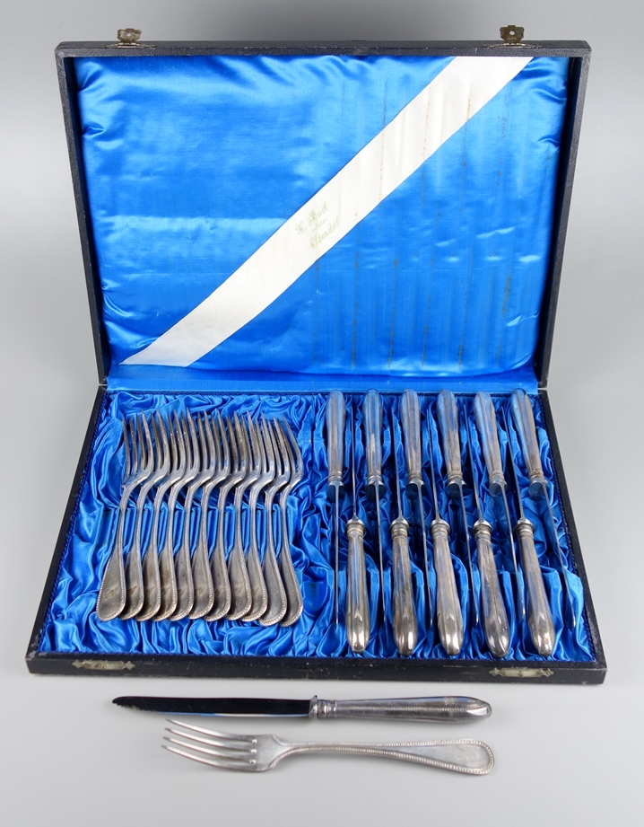 24-pcs. menu cutlery with pearl bar decor, 90s silver plating  - Image 2 of 2