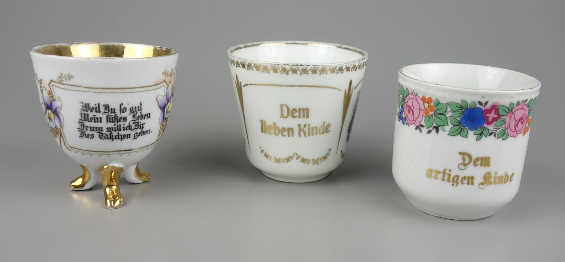 3 children's / birthday cups, c. 1900/1920