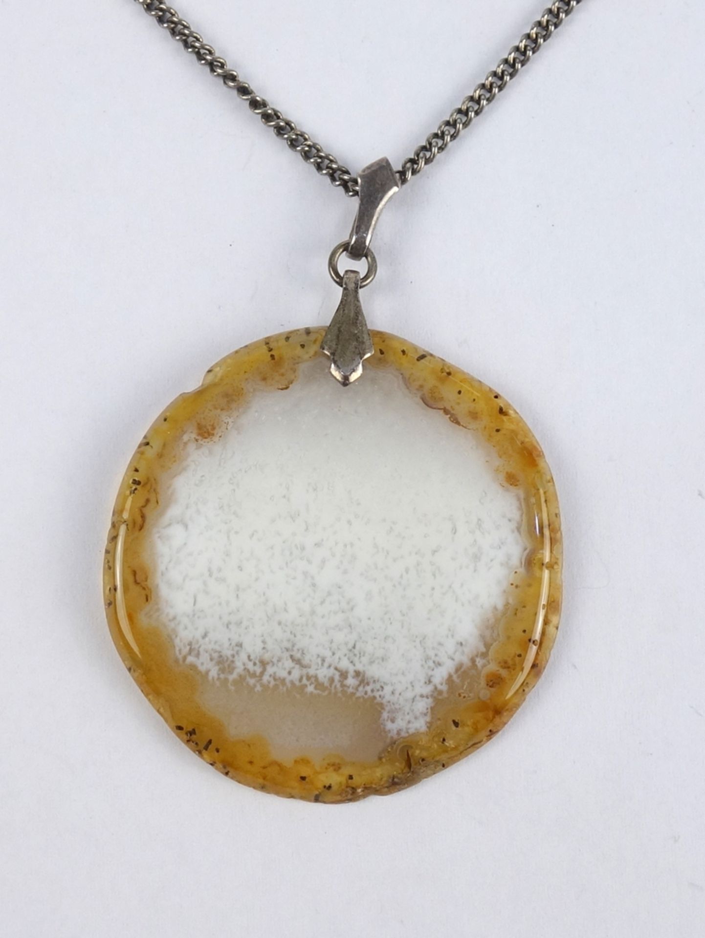 Agate pendant with 835 silver eyelet on silver plated chain