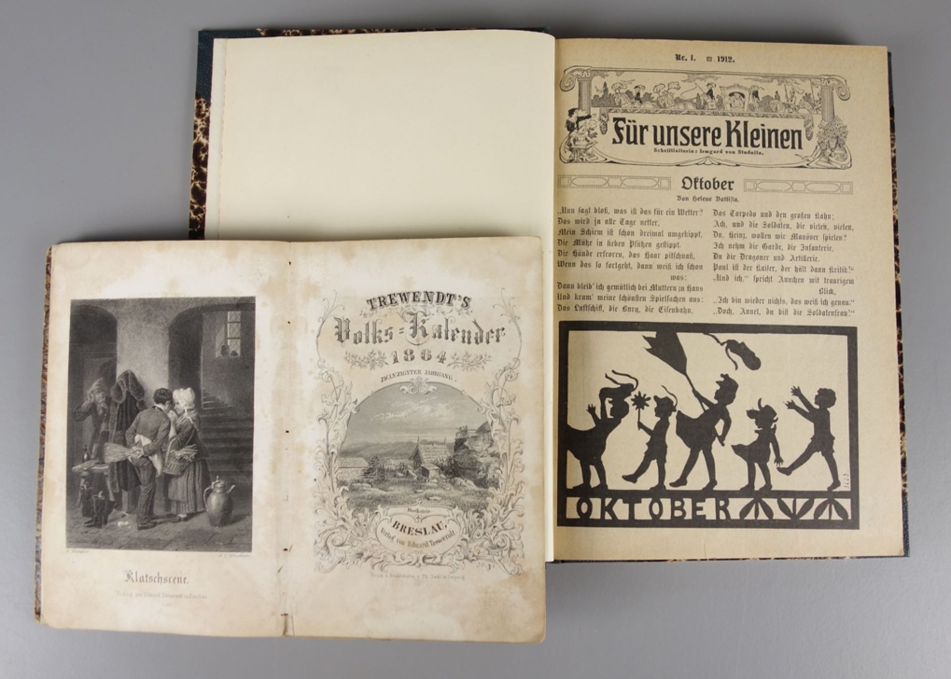 Trewendt´s Volks-Kalender 1846 und gebundene Beilagen "Für unsere Kleinen", 1912/1913