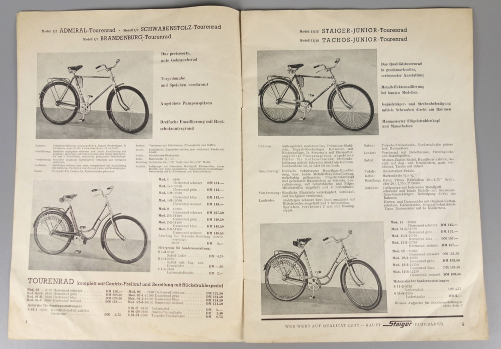 Katalog Steiger -Fahrräder, Modelle 1953 - Bild 2 aus 4