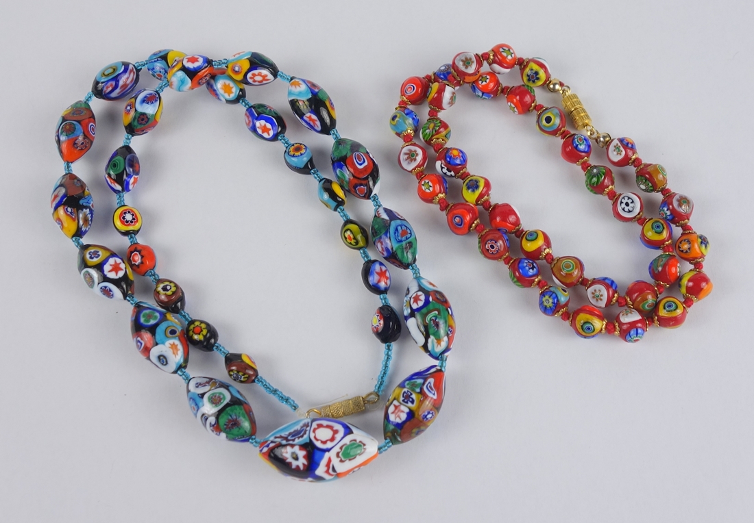 2 Murano millefiori glass necklaces