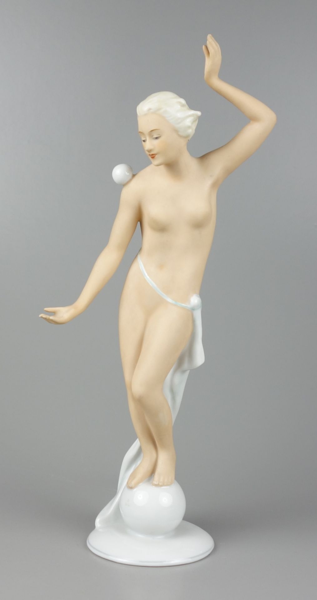 Nude woman with ball, Schaubachkunst, c. 1930 - Image 2 of 4