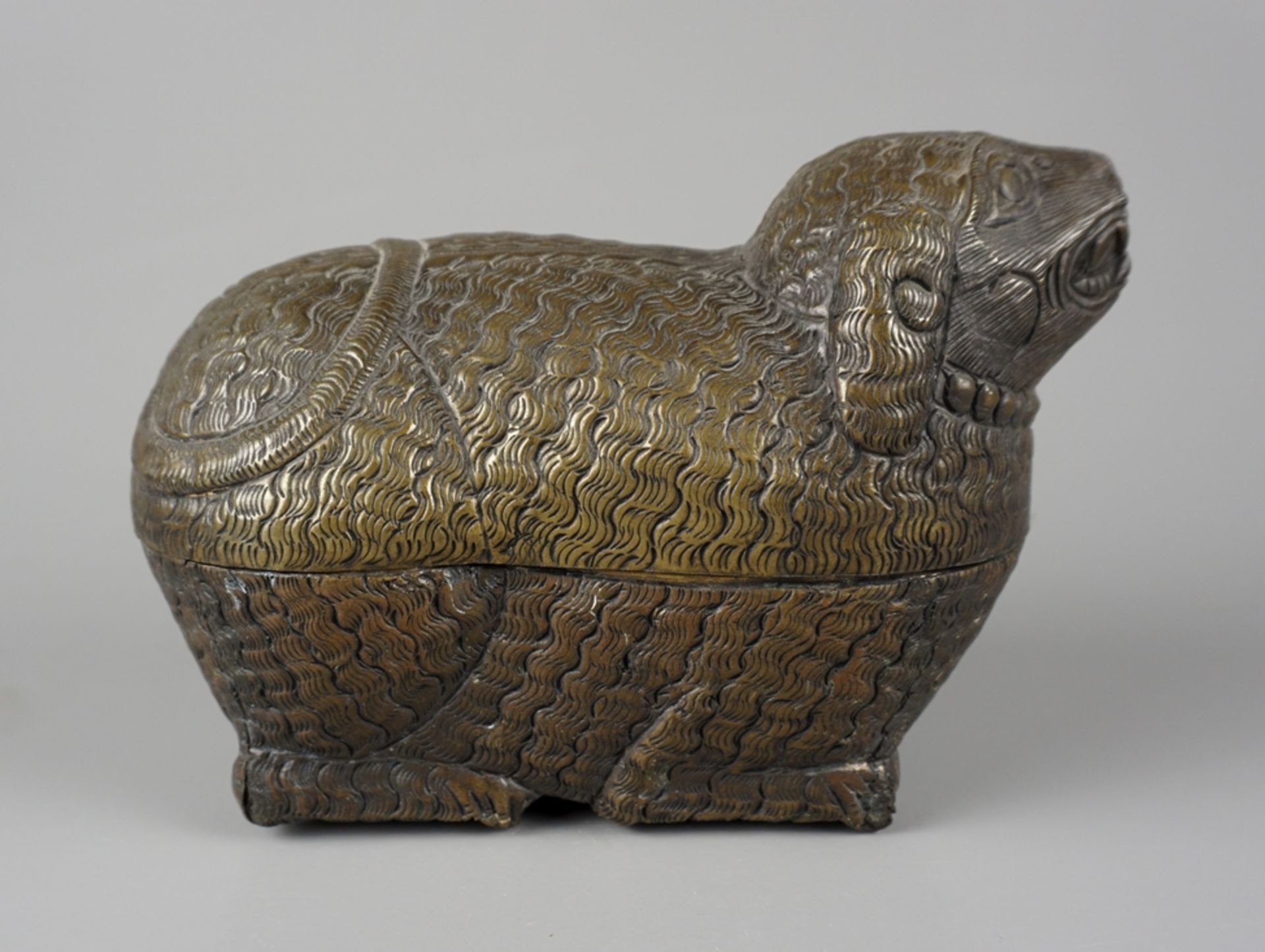 Figural betel nut box in the shape of a sheep, Cambodia
