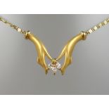 Collier "Hände", CARRERA Y CARRERA, mit 3 Navettes-Diamanten, 750er Gold