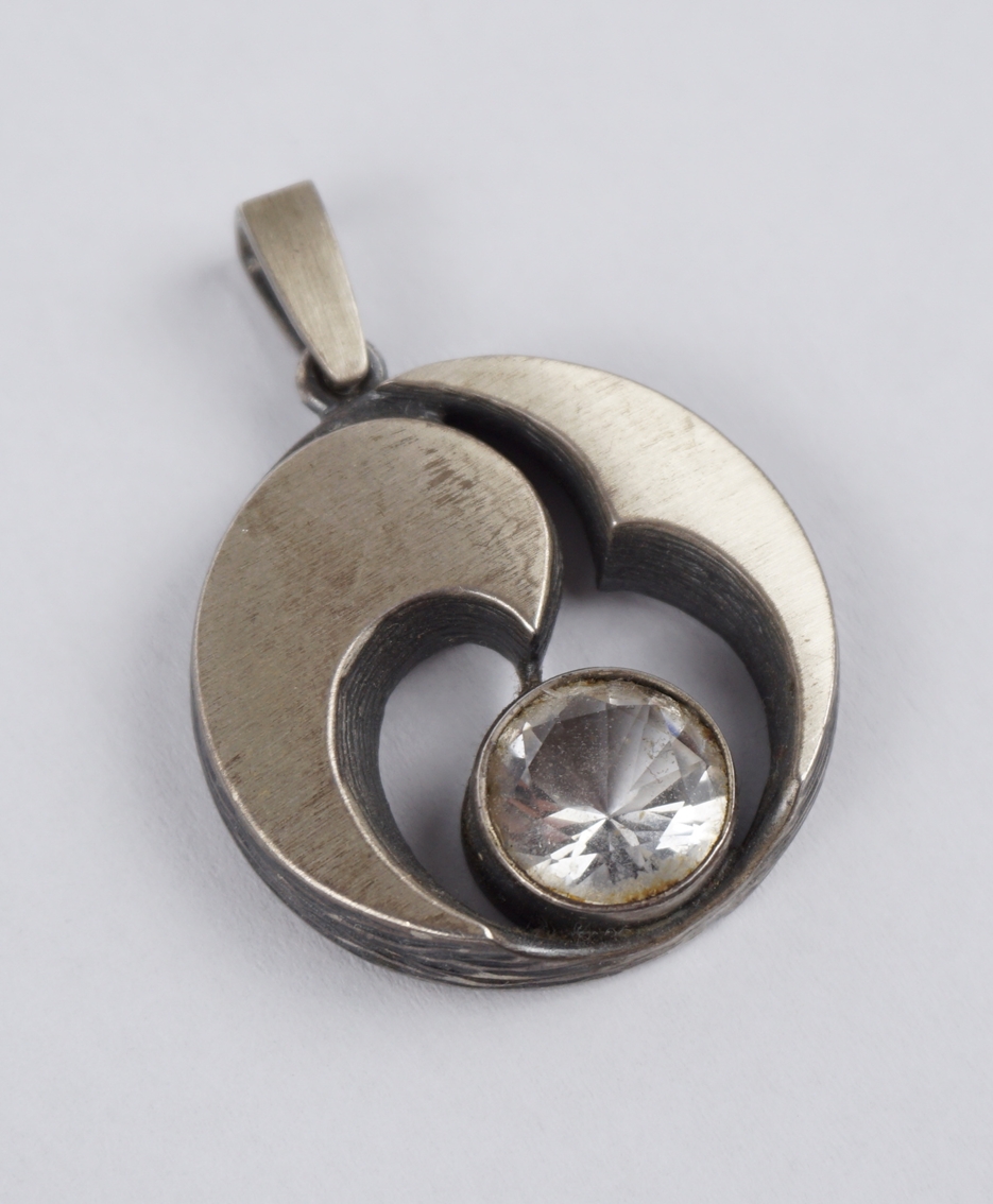 Pendant with rock crystal, 925 silver, Ninex Korut, Finland, 1970s, wt.8,89g - Image 2 of 2