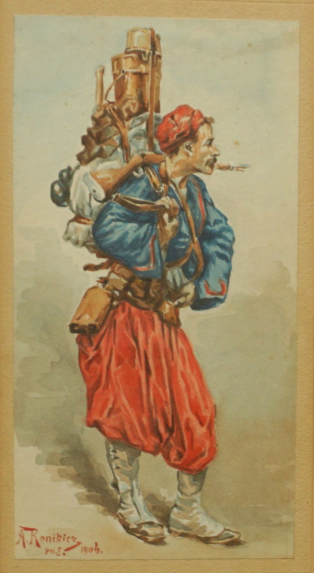 A. Ronikier, "Soldier of the french army around 1890", 1904, watercolour/paper