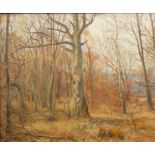 Willi Lorenz (1901, Köln - 1981, ebd.), "Herbstwald", Öl/Hartfaser/Holz
