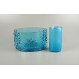 Schale und Vase aus Blauglas