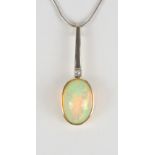 Opal-Brillant-Anhänger an Kette, 585er Weiß- und Gelbgold, Gesamt-Gew.9,01g, mit Wertgutachten