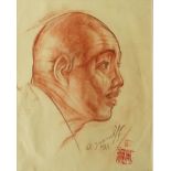 wohl Kopie nach Alexander E. Iacovleff (1887-1938, RUS), "Portrait eines Chinesen", Rötel/Papier