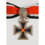 Ritterkreuz mit Eichenlaub am Band, Silber mit Steinbesatz, hochwertige Sammleranfertigung