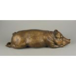 Liegendes Schwein, Bronze, 2.Hälfte 20.Jh.