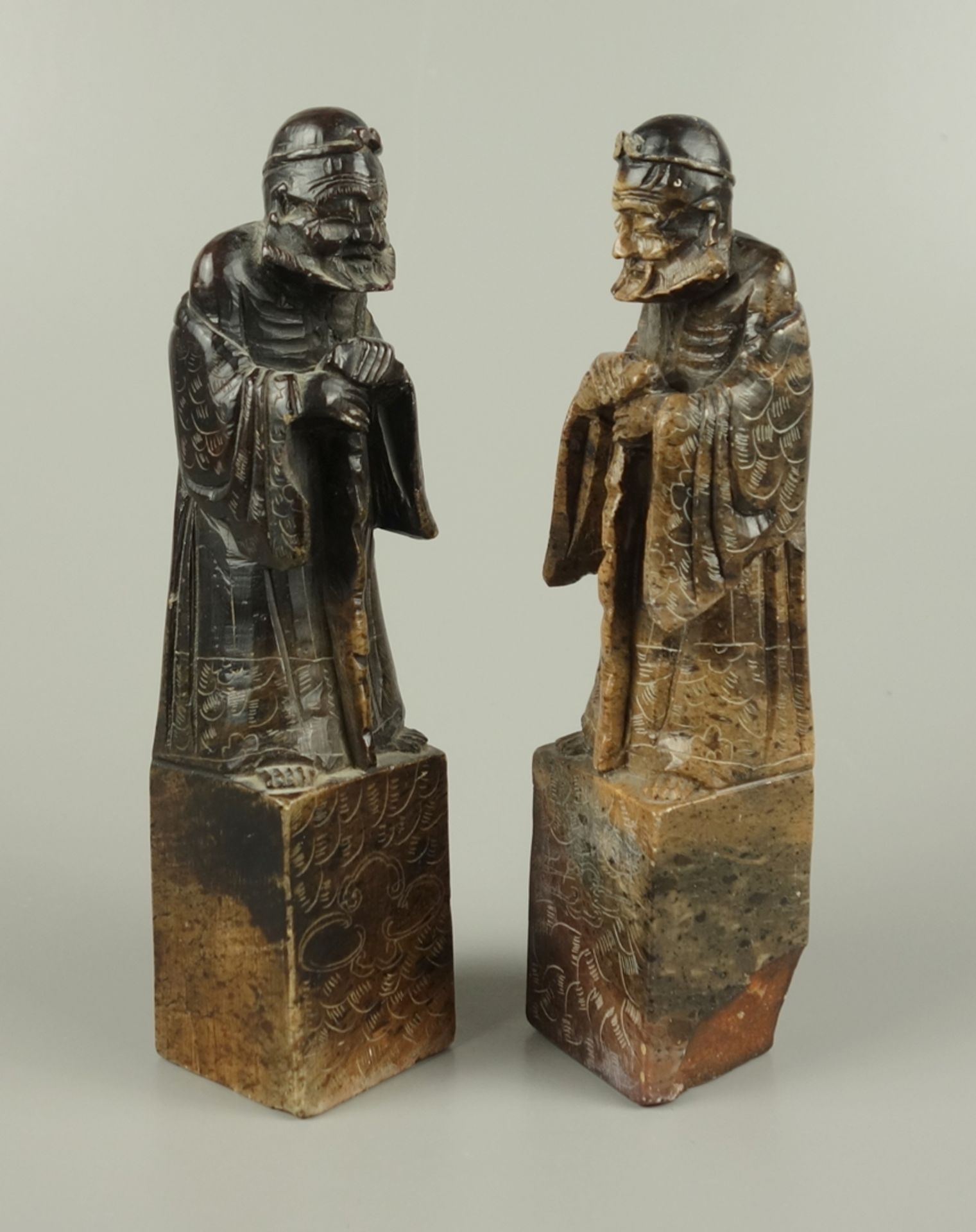 2 scholar figures, China, mid-20th century - Image 2 of 4